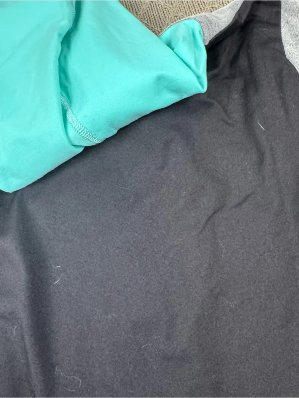 Trina Turk Recreation Teal, Black & Gray Colorblock Hoodie with Yellow Logo ~ S - Picture 12 of 12